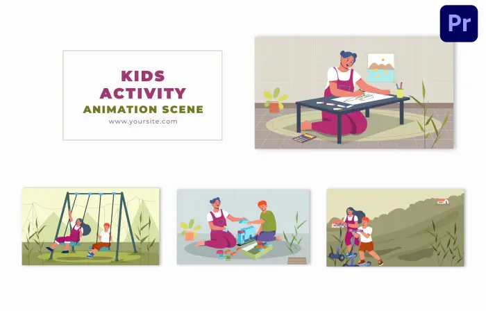 Indoor and Outdoor Kids Activity 2D Animation Scene